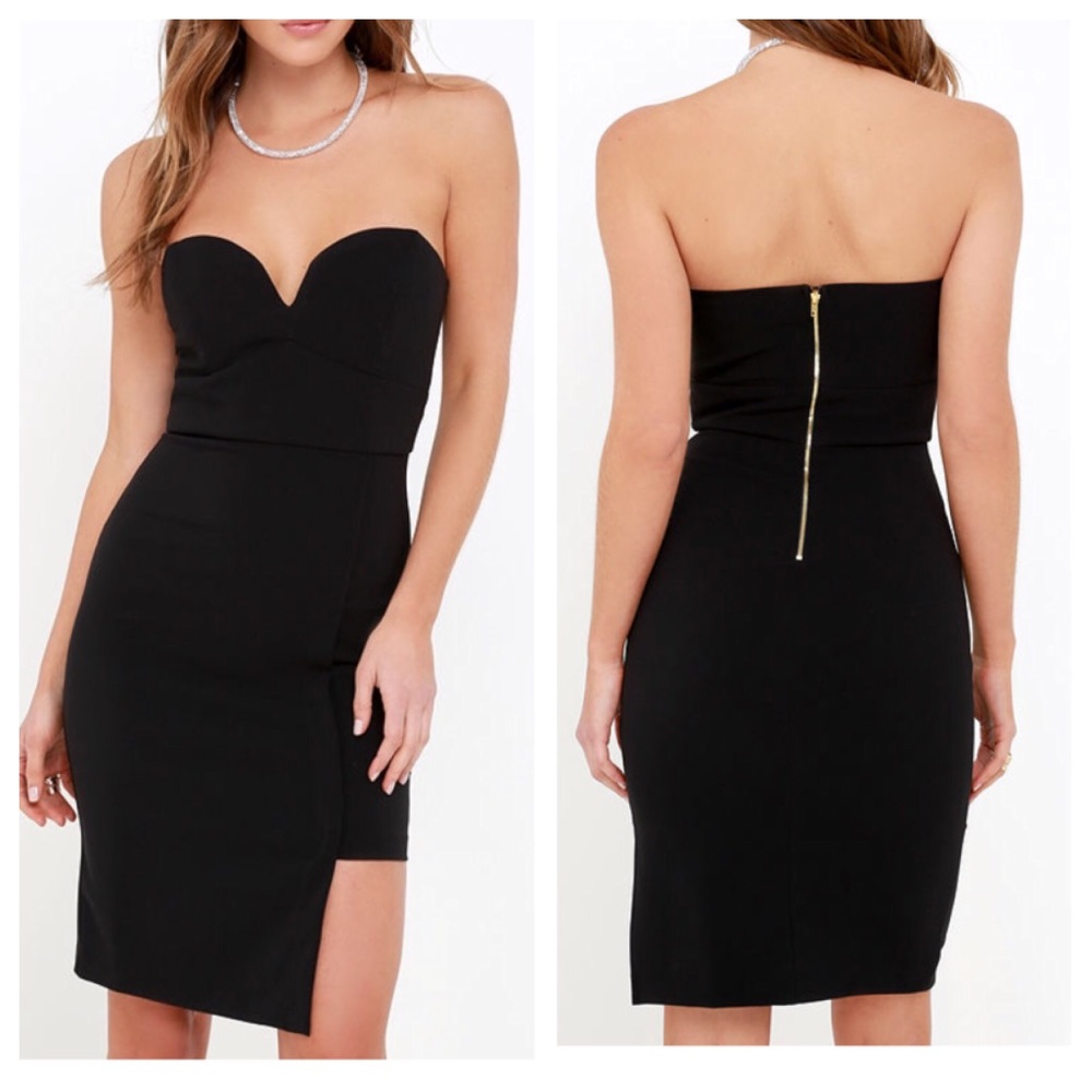 Gazing Fixedly Black Strapless Dress